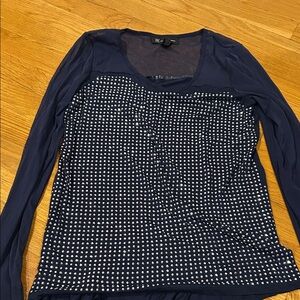 INC International Concepts Navy Studded Long Sleeve Top